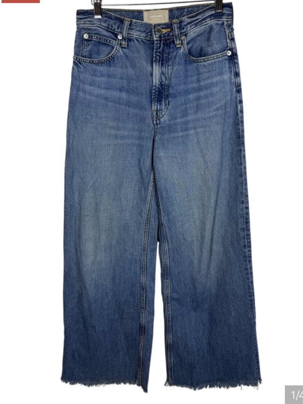 Everlane The Baggy Jeans Wide Leg Raw Hem Sz 25 Regular